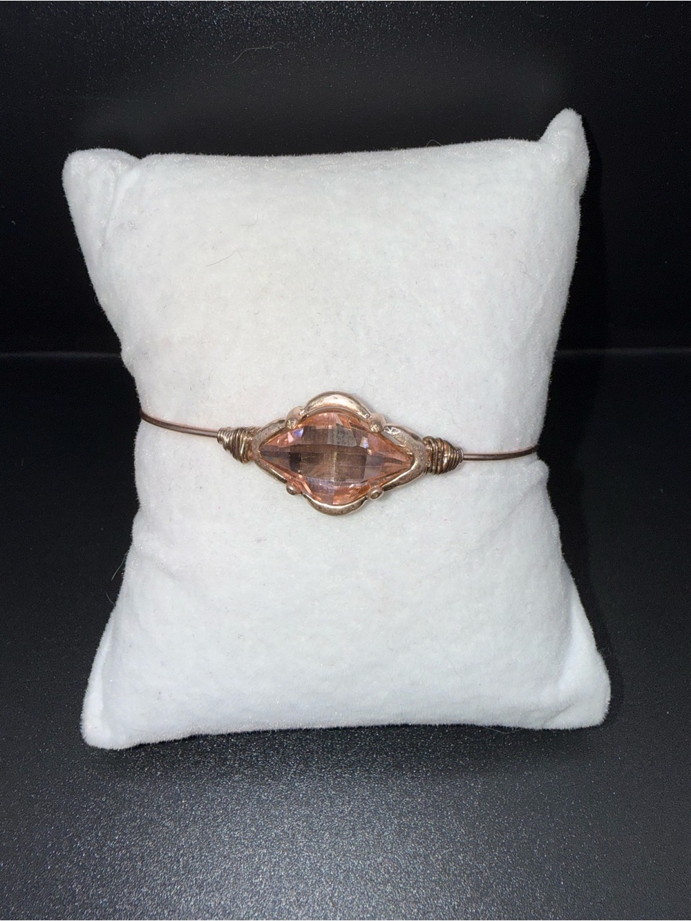 Bella Canvas Rose Gold Wire Bangle with Pink Crystal